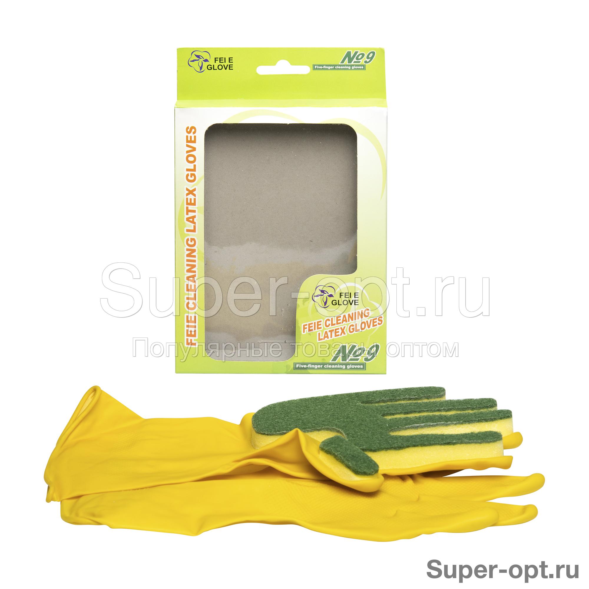Перчатки с губкой для мытья посуды Feie Cleaning Latex Glove