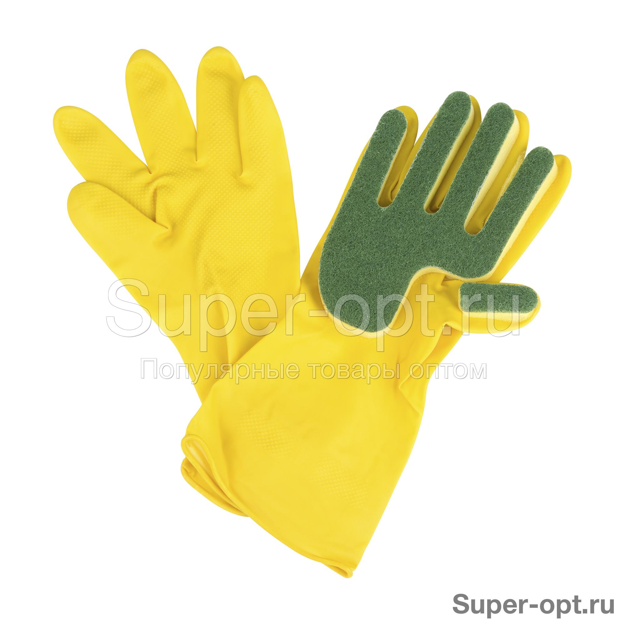 Перчатки с губкой для мытья посуды Feie Cleaning Latex Glove